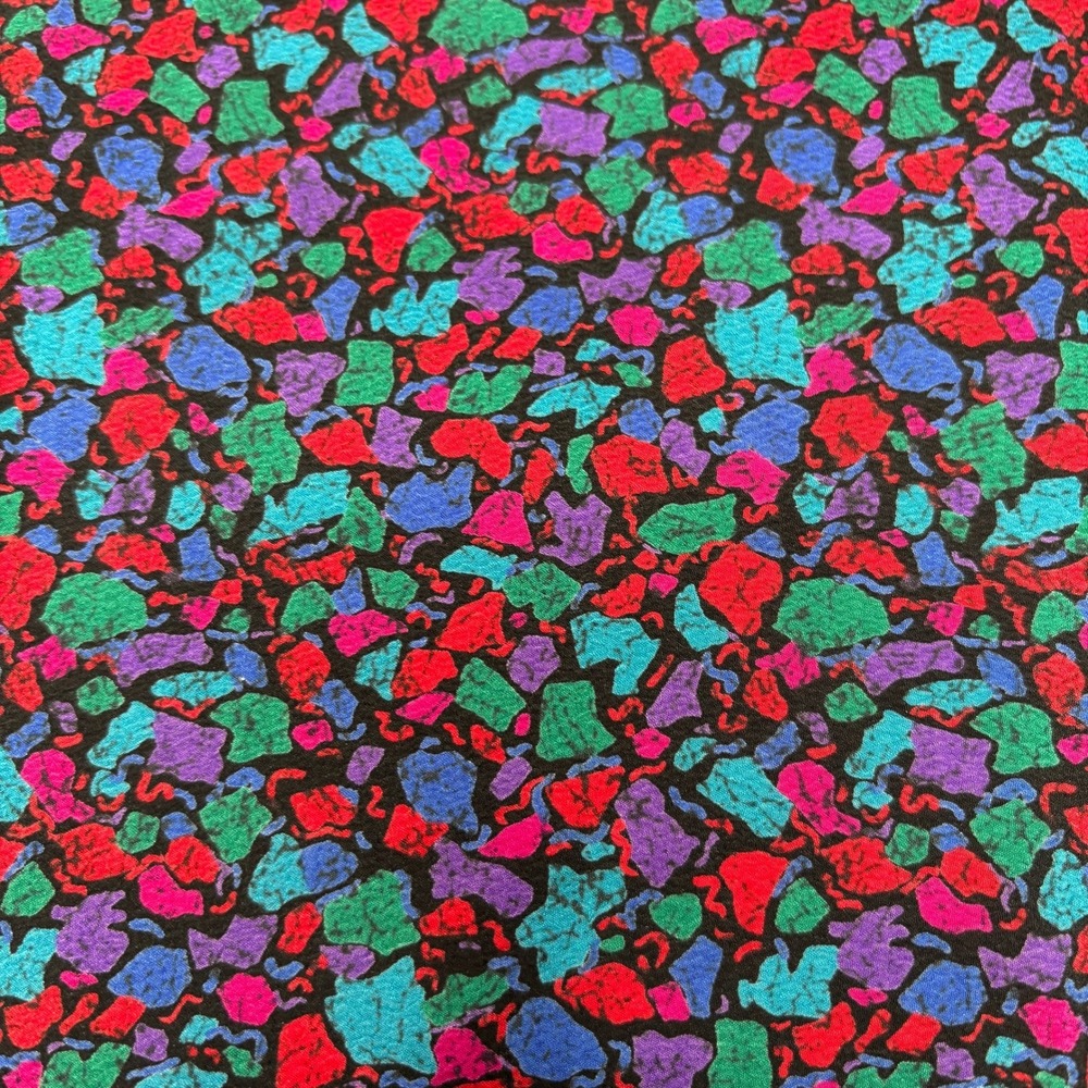 VTG 80s Jewel Tone Abstract Print Square Scarf Bandana Silky Glamoratti Colorful